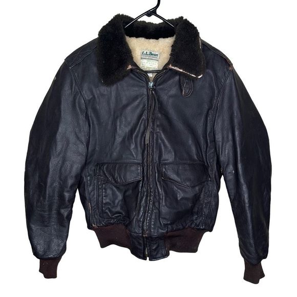 VTG LL Bean Aviator Jacket Shearling Goatskin - Picture 1 of 10